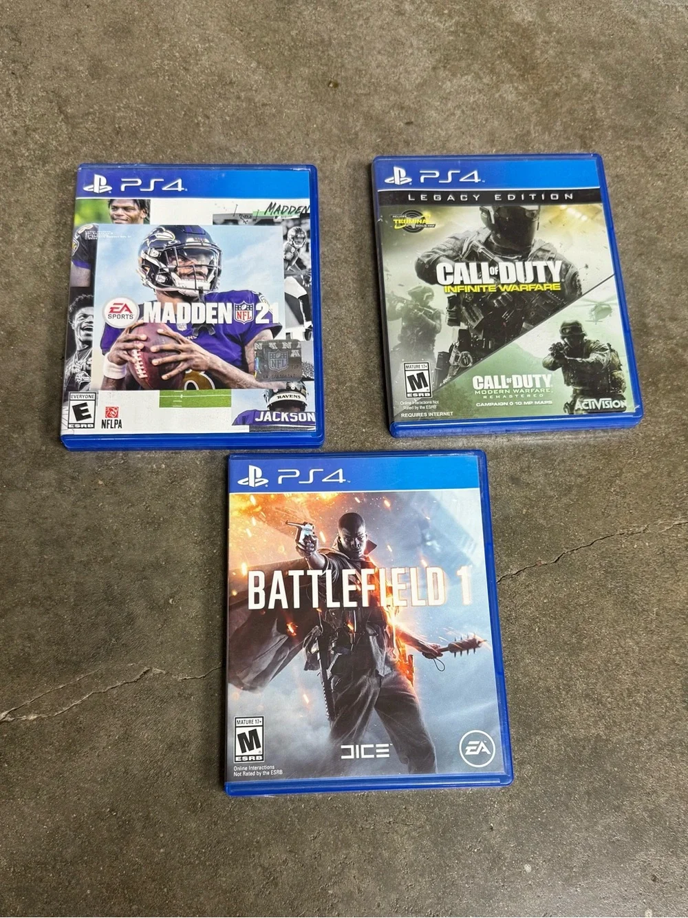 PS4 Game Lot Madden 21 Battlefield 1 COD Infinite Warfare